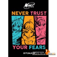 ВселWinxВ/Winx. Блокнот. Черный (А5, 48 л., цветной блок, со стикерами)